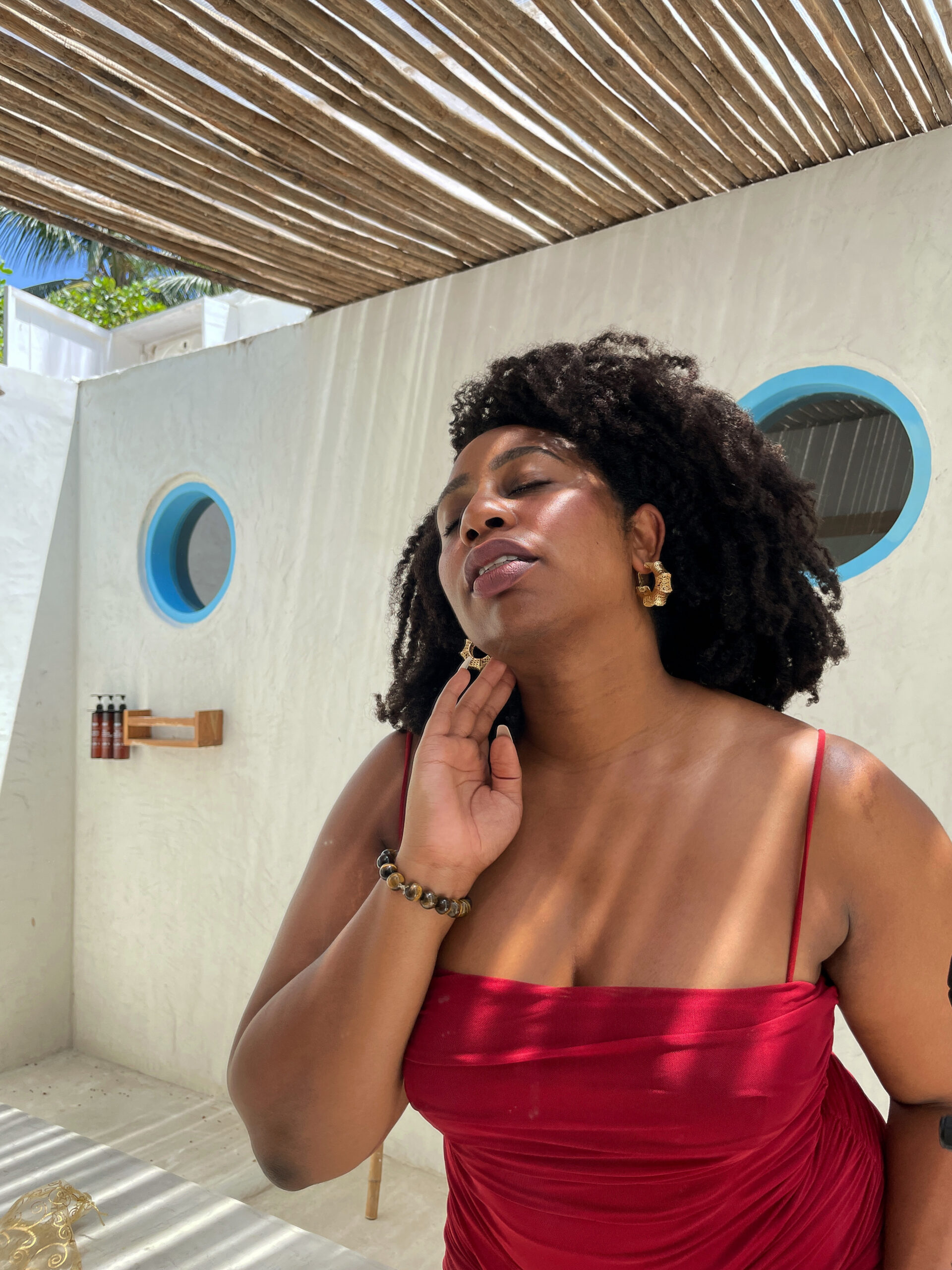 black owned jewelry, sustainable jewelry, Bandele Muse, Coco Bates, Good Advice Earrings, Tigers Eye Bracelet