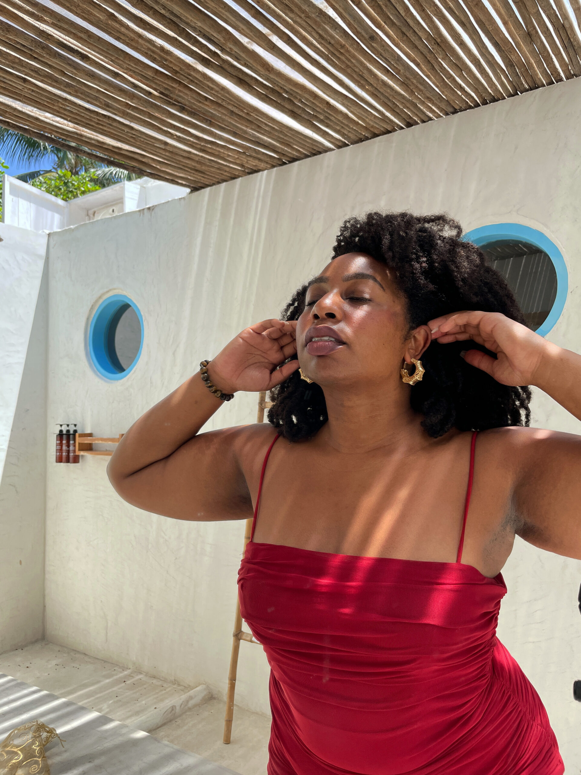 black owned jewelry, sustainable jewelry, Bandele Muse, Coco Bates, Good Advice Earrings, Tigers Eye Bracelet