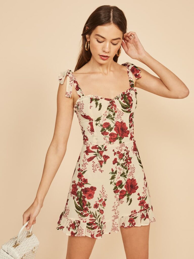 The Reformation Floral Dress, The Reformation Flower Dress, floral print long frocks,&nbsp;floral print frocks for ladies,&nbsp;colourful floral dress,&nbsp;printed short frock,&nbsp;floral colour dress,&nbsp;floral wrap tea dress,&nbsp;floral print short frocks,&nbsp;floral print dresses online, trendy floral printed dresses for summer, cuter floral printed dresses for summer,&nbsp;