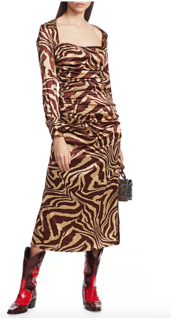 GANNI Zebra Silk Stretch Midi Dress, Ganni Silk Dress, ganni dress sale, farfetch dress, ganni sale, Ganni on sale, ganni clothes, farfetch ganni, ganni farfetch,&nbsp;ganni apparel